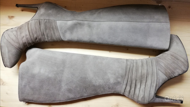 Stivale tacco alto, camoscio taupe foto-390