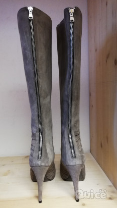 Stivale tacco alto, camoscio taupe foto-2074