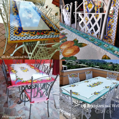 Tavoli in pietra lavica con decorazioni a mano a Napoli e in Campania foto-354105