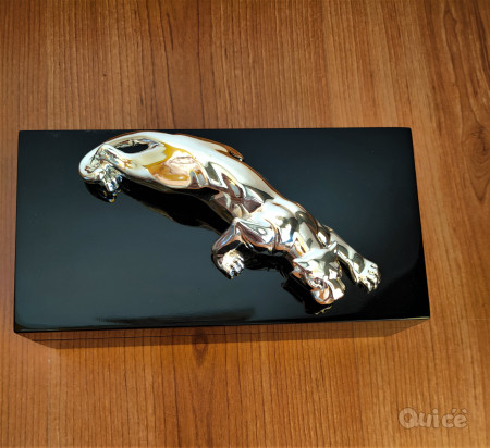 Scatola Legno nero lucido con Giaguaro Argento foto-412660