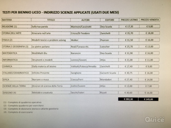VENDO LIBRI USATI DUE MESI BIENNO LICEO - INDIRIZZO SCIENZE APPLICATE foto-6391
