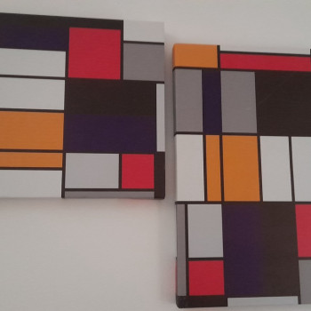 Set di 4  quadri raffiguranti  l'opera di Mondrian