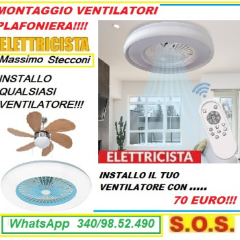 Ventilatori a soffitto Roma solo mano d'opera 