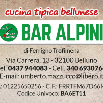 BAR ALPINI BELLUNO CERCHIAMO CAMERIERA PART-TIME DAL LUNEDI' AL SABATO PRANZO