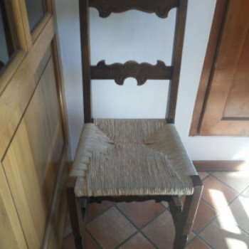 6 sedie in legno, impagliate 